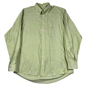 Vintage Gitman Bros Mens XL Long Sleeve Button Down Shirt Green Cotton USA